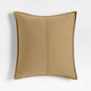 Crate & Barrel Camel Tan Pillow Cover 20x20 – Organic Cotton Woven Denim – NWOT - Picture 1 of 3