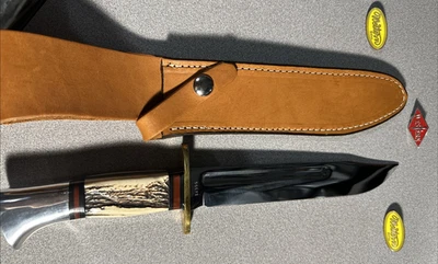 Raro Cuchillo Western Personalizado W46-8 Nuevo Con Mango de Ciervo y Funda Hermoso Cuchillo Foto 1 de 4