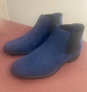 Alberto Fellini Dress Boots Shoes Men's Size 8.5 Blue Faux Suede NEW - Picture 1 of 1
