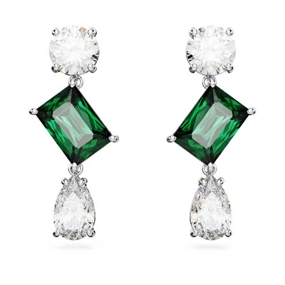 Pendientes colgantes Swarovski Zirconia Mesmera, verde, enchapado en rodio 5665878 Foto 1 de 4