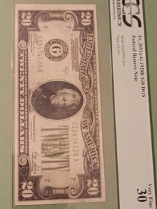 1928B $20 Federal Reserve Note Chicago PCGS 30 Very Fine Free Shipping - Picture 1 of 2