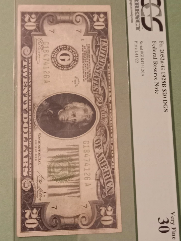 1928B $20 Federal Reserve Note Chicago PCGS 30 Very Fine Free Shipping  - Image 1 of 2