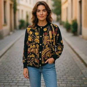 Loewe Madrid 1846 Anagramm Strickjacke Gold Braun Metallknöpfe Vintage Größe L - Bild 1 von 24
