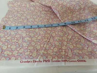 100% Cotton Fabric Vintage P&B Textiles Grandpa's Dots 3y Yellow Red Blue Green  - Image 1 of 4