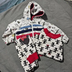 Hanna Andersson Lot Set 3 PC Disney Mickey Minnie Mouse Long Sleep Jacket 18 24 - Picture 1 of 9
