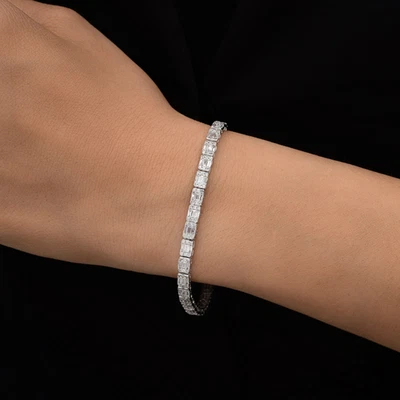 3.10 Ct Lab Grown CVD Baguette Diamond Bracelet 14k White Gold Anniversary Gift - Image 1 of 4