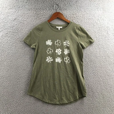 Camisa Maurices Para Mujer XS Verde Mezcla de Algodón Trébol Gráfico Camiseta Informal Pullover Foto 1 de 4