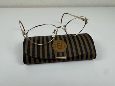 RARE Vintage Fendi Gold Palladium Plated Eyeglass Frames F46 No Lenses & Case - Image 1 of 4
