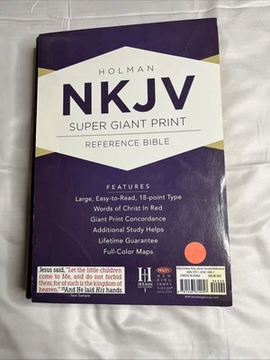 NKJV Super Giant Print Reference Bible, Burgundy Bonded Leather Holman Brand New - Image 1 of 4