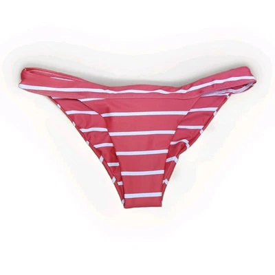 Parte inferior de natación de bikini de cintura baja Salty Honey SH talla L rojo blanco a rayas acanaladas EE. UU. NUEVO Foto 1 de 4