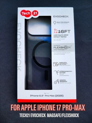 FOR IPHONE 17 PRO MAX CASE TECH21 EVOCHECK/MAGSAFE-CASE NEW/W-TEMPERED GLASS - Image 1 of 4