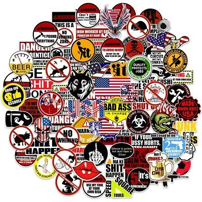 BITEXPRESS 100 Pack Hard Hat Stickers Funny Tool Box Sticker Helmet Welding Construction