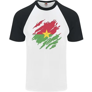 Torn Burkina Faso Flag Day Football Mens S/S Baseball T-Shirt - Picture 1 of 46