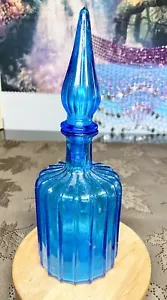 Candela Laser Blu Vecchia Fiamma Co. o Decanter Vetro Empoli con Lati Rigati Cobalto - Foto 1 di 10