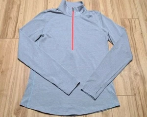 Under Armour Women´s Long Sleeve 1/2 Zip Light Gray Striped Mock Neck Pullover M - Picture 1 of 9