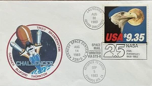 Express Mail Eagle 1909 $9,35 raro volado al espacio correo espacial Challenger - Imagen 1 de 1