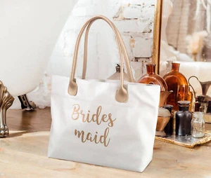 Gold Bridesmaid Tote Bag - Picture 1 of 3
