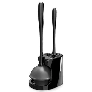 Toilet Plunger and Bowl Brush Combo for Bathroom Cleaning, Black, 1 Set - Picture 1 of 6