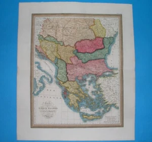 1835 XXL ORIGINAL MAP HUNGARY SERBIA BULGARIA ROMANIA GREECE BOSNIA TRANSYLVANIA - Picture 1 of 11