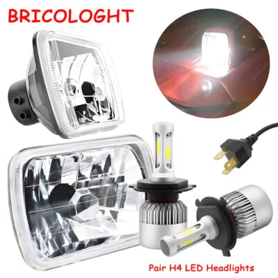 DOT Approved Pair 5x7 7x6 LED Headlights With H4 For Ford F650 F750 L9000 F 250 - Image 1 of 4