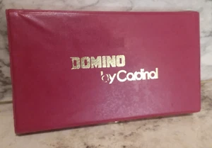 Vintage Cardinal Ivory DOMINOES Red Storage Vinyl Travel Case - Unused Complete - Picture 1 of 5