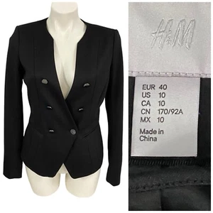 Blazer H&M Mujer Talla 10 Negro Militar Corpcore Sala de Juntas Cápsula Minimalista - Imagen 1 de 15