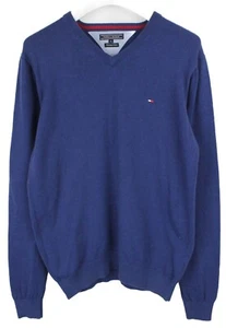 Tommy Hilfiger Premium Cotton Suéter de Hombre Grande de Punto Cuello Pico Azul - Imagen 1 de 6