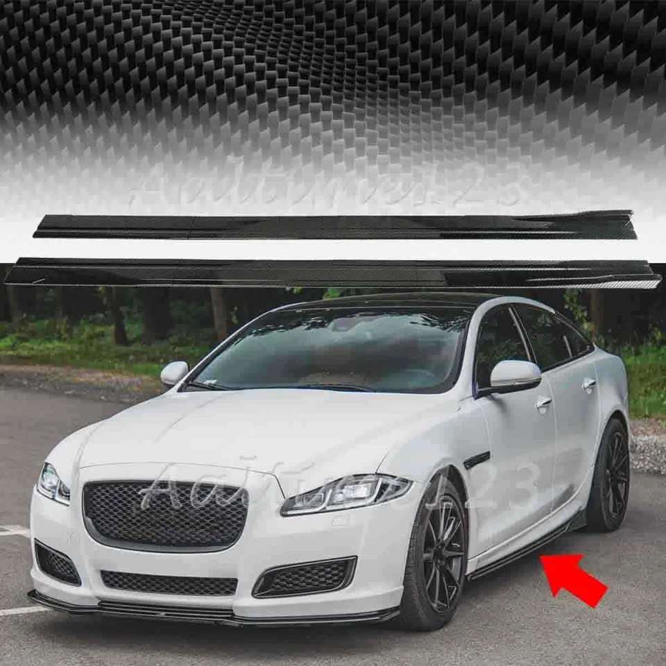 For Jaguar XE XF XJ Carbon Fiber Extension Side Skirt Rocker Splitter Spoiler Foto 1 de 4