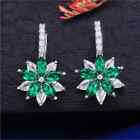 Lab Created Emerald 2Ct Marquise Cut Drop Dangle Earrings 14K White Gold Plated
