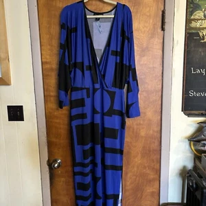 Ashley Stewart Faux Wrap Dress Size 18/20 Multi Colored BNWT - Picture 1 of 4