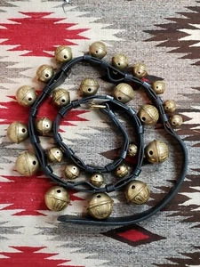 25 bells Sleigh Bell Strap Solid Brass 1-1/2" W x 83" L amazing quality leather - Picture 1 of 4