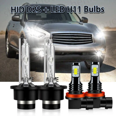 For Infiniti FX35 2006-2010 2011 2012 HID Headlight Led Fog Light Bulbs 6000K 4x - Image 1 of 4