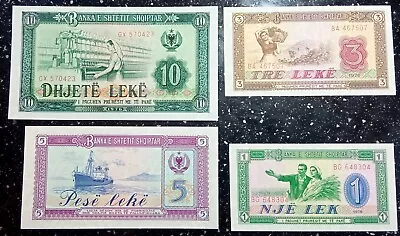 Albania Banknotes 1976 Short Serie   1,3,5,10 Lek UNC - Image 1 of 2