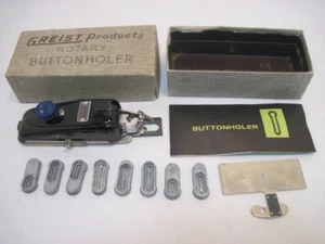 OLD GREIST BUTTON HOLER ORIGINAL BOX SEWING - Picture 1 of 5