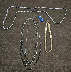 Gold  & Blue Tone Costume Jewelry Lot Necklaces & Earings Collection A7 - Picture 1 of 10