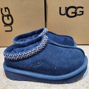 NEW LITTLE KIDS SIZE 9 NAVY UGG TASMAN II SUEDE WOOL MOCCASIN SLIPPERS 1019066K - Picture 1 of 6