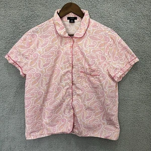 J.Crew Pajama Top Women Medium Pink Paisley Coquette Cottagecore Lounge Preppy - Picture 1 of 6