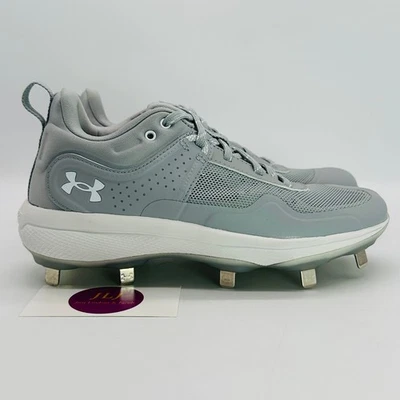 Under Armour Women's UA Glyde MT Softball Cleats Grey/White 3024328-105 Size 6 - Image 1 of 4