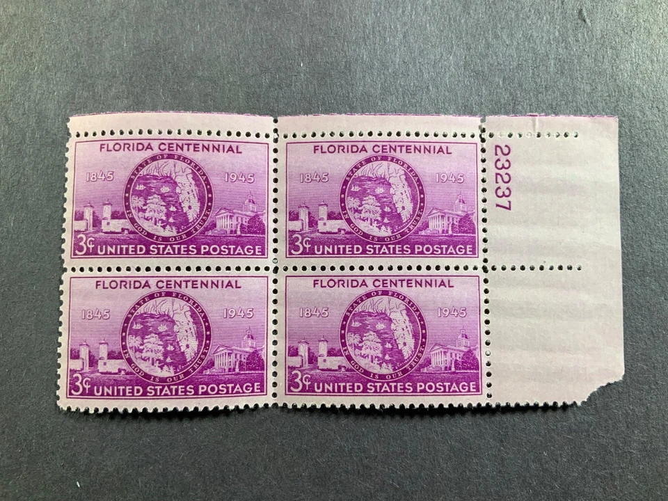 US Scott#927 - 1945 3¢ Florida Centennial - Plate Block - Image 1 of 1