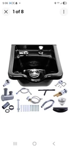 Champú Cuenco Plástico ABS Salón Spa Fregadero de Cabello Salón de Belleza Equipo Negro Nuevo - Imagen 1 de 4