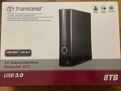 *NEW* Transcend 8TB StoreJet 35T3 USB3.0 External Desktop Hard Drive TS8TSJ35T3 - Image 1 of 2