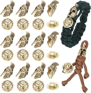 20Pcs Antique Golden Paracord Beads Buttons Tibetan Style Spartan Helmet Alloy P - Picture 1 of 12