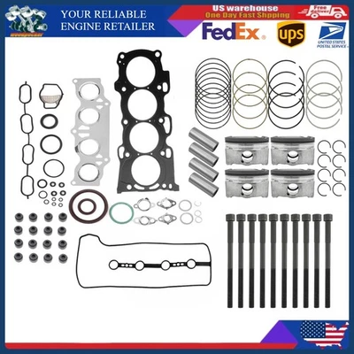 Gasket +Pistons Set Fit 2007-13 Toyota RAV4 Matrix Camry Scion tC xB Lexus 2AZFE - Изображение 1 из 4