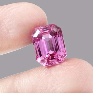 AAA Flawless Ceylon Pink Sapphire Loose Unheated 9.21 Ct Emerald Cut Gemstone - Picture 1 of 4