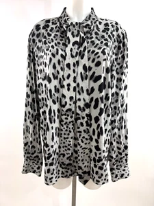 Camisa Blusa Dolce & Gabbana Manga Larga Negra Gris Estampado Animal Talla L - Imagen 1 de 6