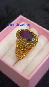 4Ct Oval Schliff Labor Erstellt Amethyst Herren Designer Ring 14K Gelb Vergoldet - Bild 1 von 12