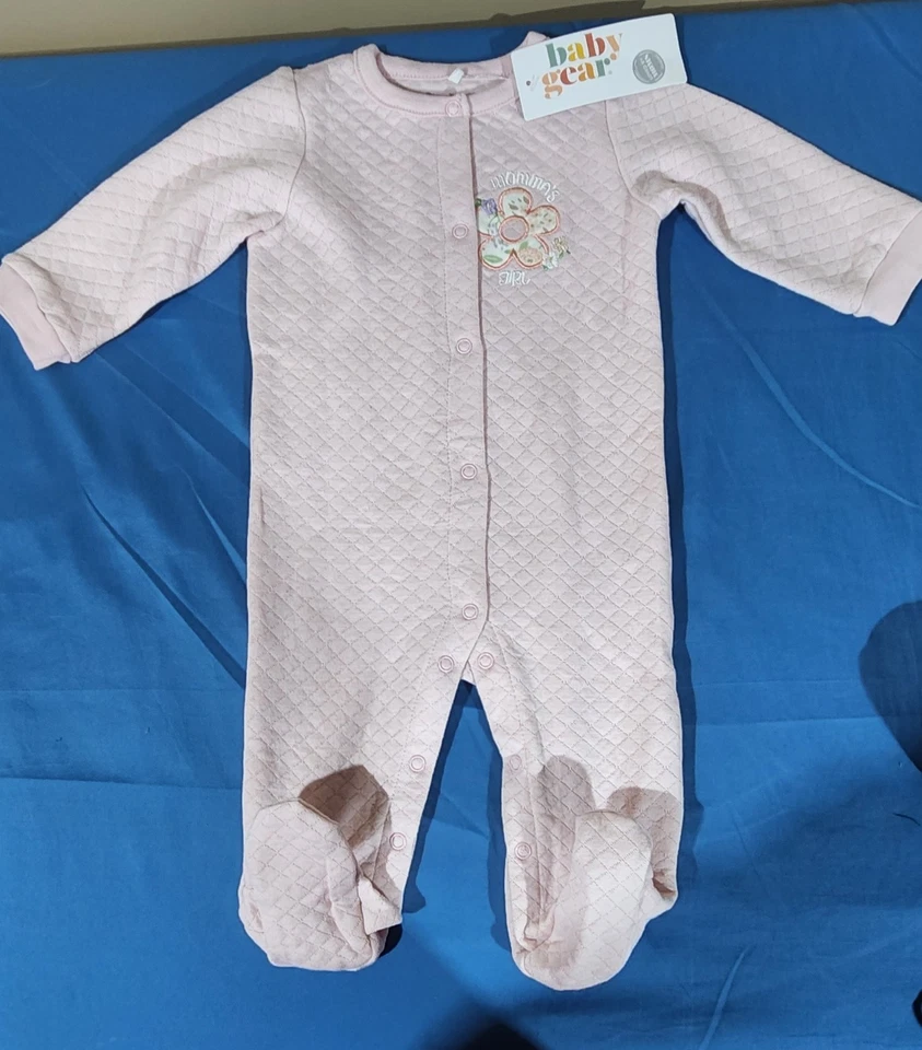 2 Piezas Equipo Bebé 3-6 Meses Pies Durmientes Floral y Rosa Broches de presión Foto 1 de 4