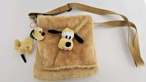 Vintage Disneyland Paris Pluto Plush Bag With Plush Keyring 25x25cm - Picture 1 of 17