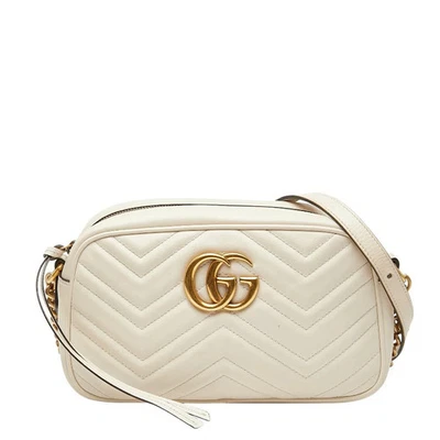 GUCCI GG Marmont Bandolera Cadena Bolso de Hombro 447632 Cuero Blanco Foto 1 de 4
