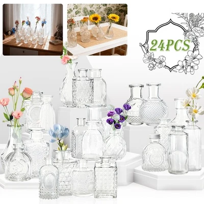 24 Stück Vasenset Glasflaschen Blumenvase Set Tischdeko Hochzeitsdeko Vasen Deko - Bild 1 von 4